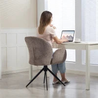 Sedia da Ufficio Ergonomica, Poltrona da Ufficio con Seduta Girevole a Ritorno Automatico, 60 x 66 x 86,5 cm, Beige