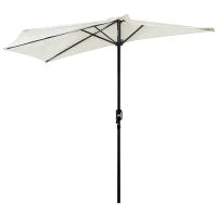 Ombrellone Semicircolare da Parete per Giardino 2.7x1.5 m con Apertura a Manovella, Bianco