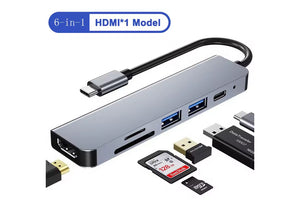 Hub USB C a 6 porte Lettore Schede SD MicroSD HDMI 4K USB 3.0 2.0 per PC Notebook