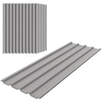 Set di 12 Pannelli 129L x 45l cm in Acciaio Zincato Resistente alle Intemperie, Grigio Chiaro