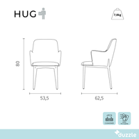 Hug, Set di 4 sedie in tessuto easy-clean Marrone (53.5cm X 62.5cm H. 80cm) | Duzzle