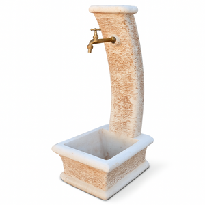 Fontana da giardino modello luna calcestruzzo cemento h100 cm senza rubinetto design elegante