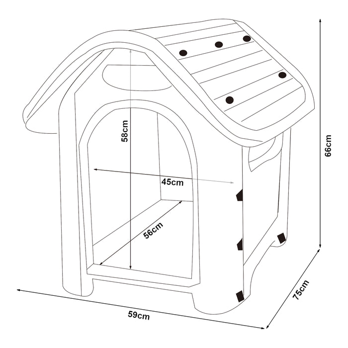 Cuccia per Cani Bello in Plastica 75 x 59 x 66 cm - Bianco / Grigio [en.casa]