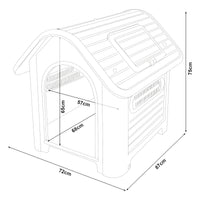 Cuccia per Cani Bello in Plastica 87 x 72 x 75 cm con Lucernario - Bianco / Grigio [en.casa]