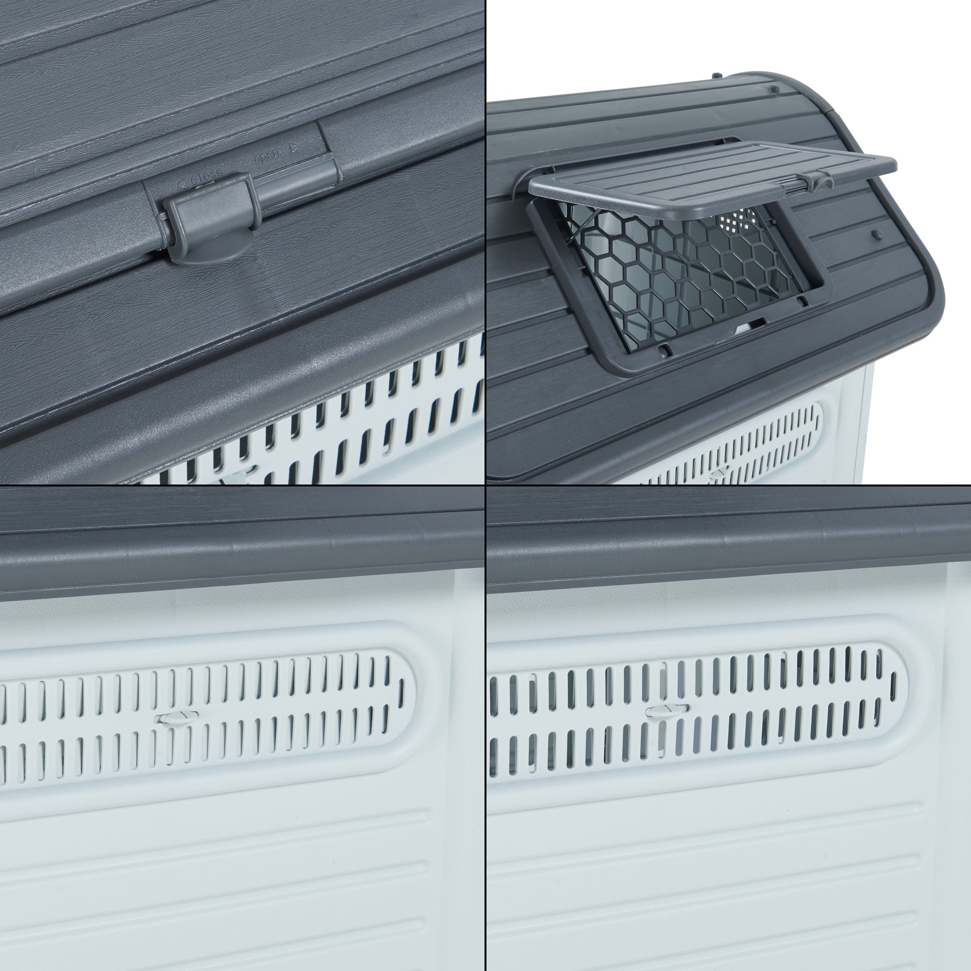 Cuccia per Cani Bello in Plastica 87 x 72 x 75 cm con Lucernario - Bianco / Grigio [en.casa]