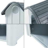 Cuccia per Cani Bello in Plastica 87 x 72 x 75 cm con Lucernario - Bianco / Grigio [en.casa]