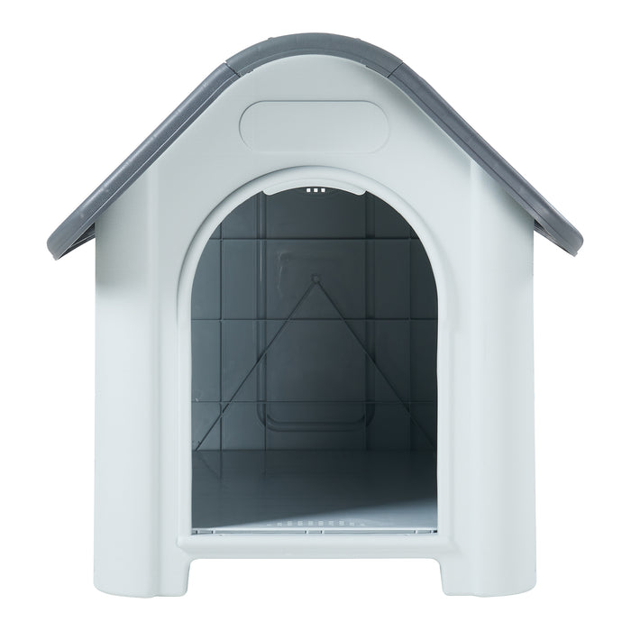 Cuccia per Cani Bello in Plastica 87 x 72 x 75 cm con Lucernario - Bianco / Grigio [en.casa]