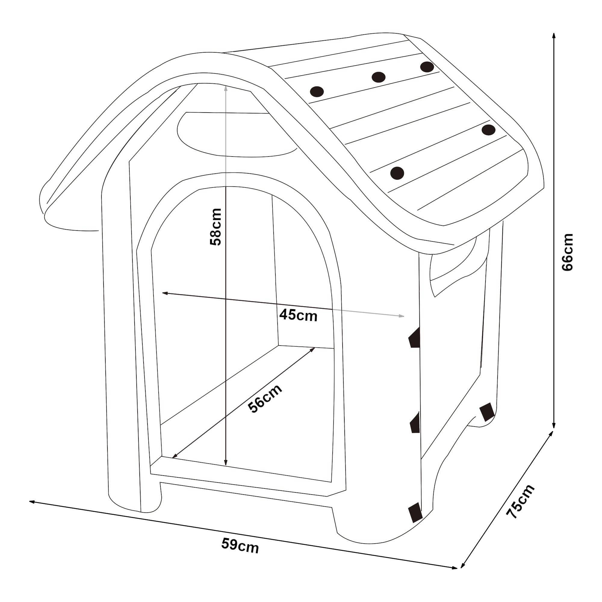 Cuccia per Cani Bello in Plastica 75 x 59 x 66 cm - Bianco / Verde [en.casa]