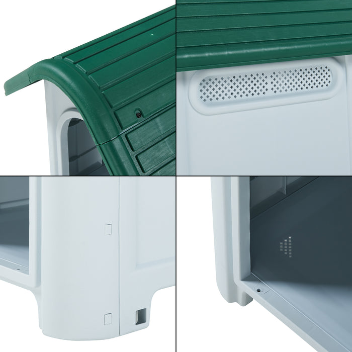 Cuccia per Cani Bello in Plastica 75 x 59 x 66 cm - Bianco / Verde [en.casa]