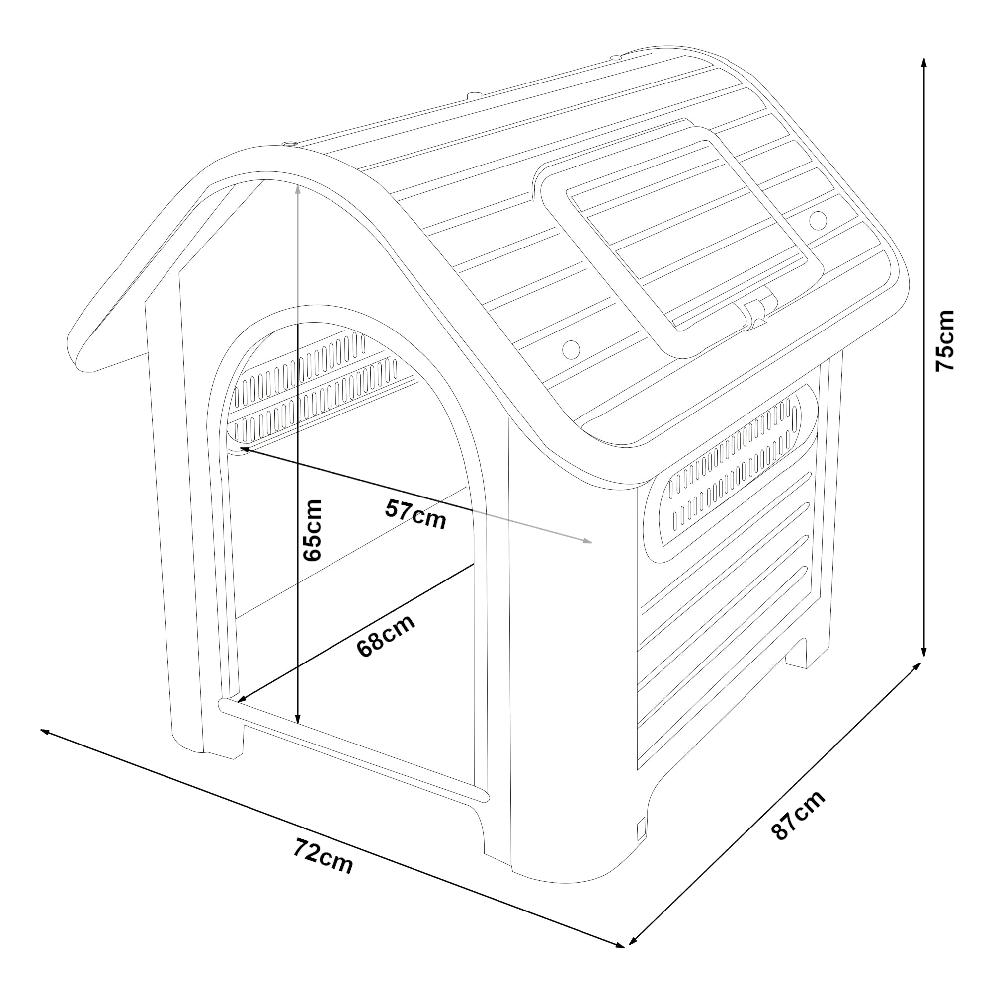 Cuccia per Cani Bello in Plastica 87 x 72 x 75 cm con Lucernario - Bianco / Verde [en.casa]