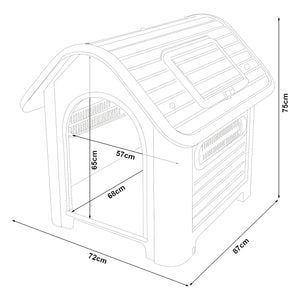 Cuccia per Cani Bello in Plastica 87 x 72 x 75 cm con Lucernario - Bianco / Verde [en.casa]