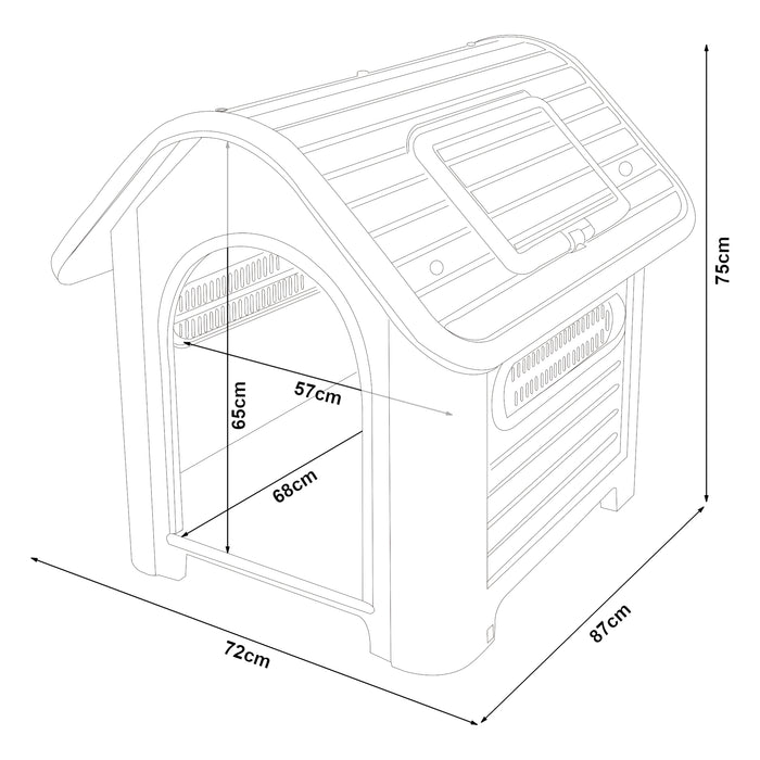 Cuccia per Cani Bello in Plastica 87 x 72 x 75 cm con Lucernario - Bianco / Verde [en.casa]