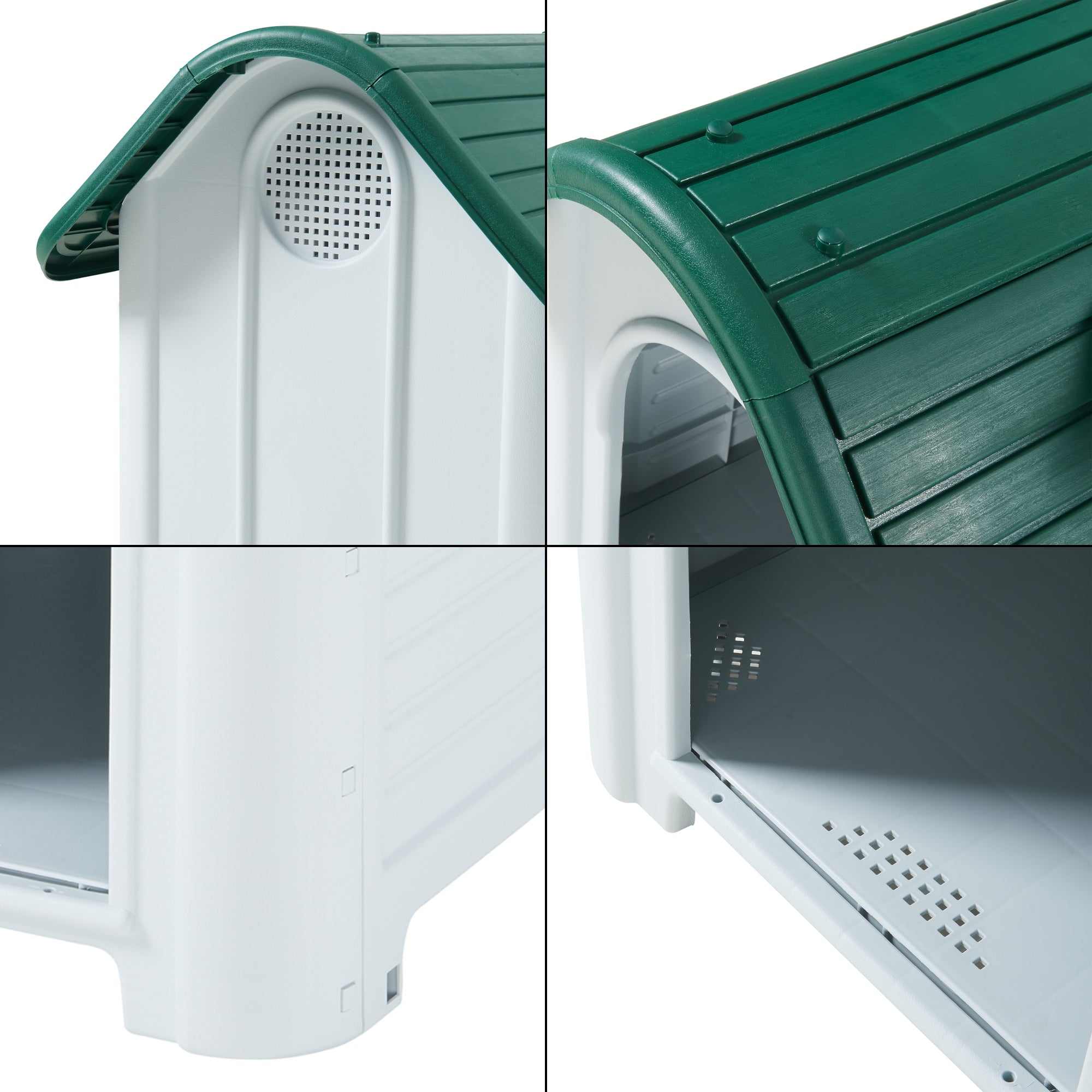 Cuccia per Cani Bello in Plastica 87 x 72 x 75 cm con Lucernario - Bianco / Verde [en.casa]