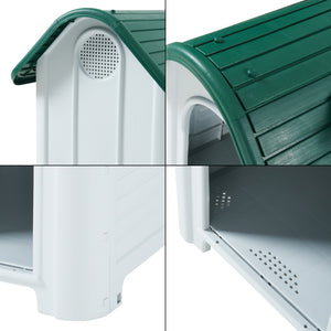 Cuccia per Cani Bello in Plastica 87 x 72 x 75 cm con Lucernario - Bianco / Verde [en.casa]