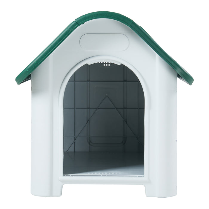 Cuccia per Cani Bello in Plastica 87 x 72 x 75 cm con Lucernario - Bianco / Verde [en.casa]