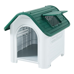 Cuccia per Cani Bello in Plastica 87 x 72 x 75 cm con Lucernario - Bianco / Verde [en.casa]