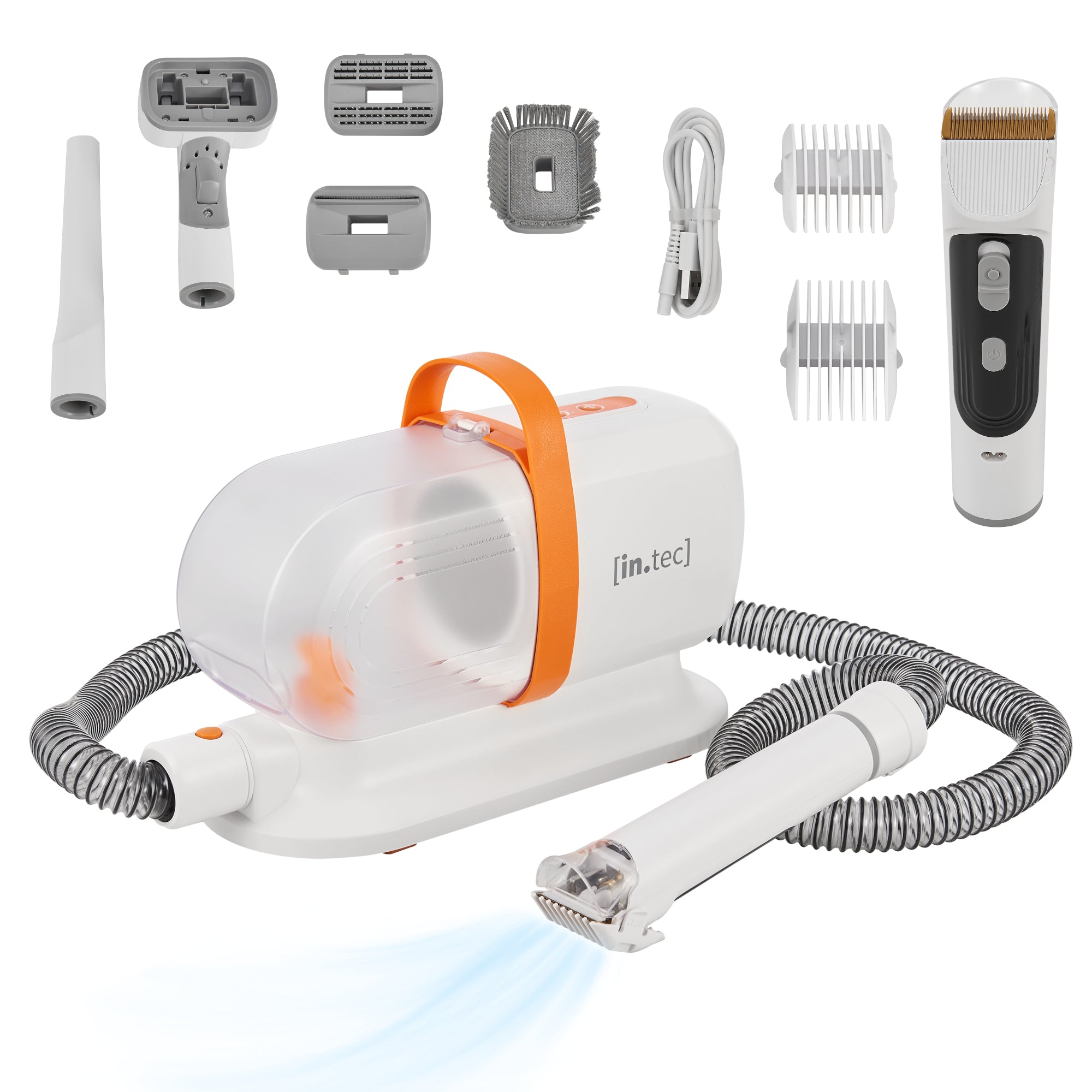 Kit Toelettatura Amesbury 5 in 1 per Animali Domestici - Bianco / Arancio in.tec