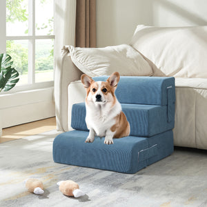 Scaletta Cuccia Modulare Joelerhatra per Animali Domestici in Velluto a Coste - Blu [en.casa]