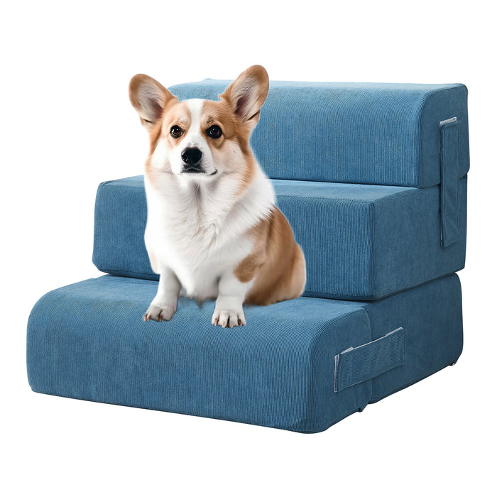 Scaletta Cuccia Modulare Joelerhatra per Animali Domestici in Velluto a Coste - Blu [en.casa]