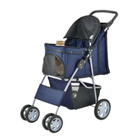 Passeggino Niceville per Cani e Gatti Fino a 15 kg Carrello Pieghevole - Blu pro.tec