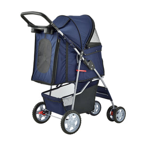 Passeggino Niceville per Cani e Gatti Fino a 15 kg Carrello Pieghevole - Blu pro.tec