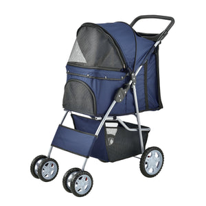 Passeggino Niceville per Cani e Gatti Fino a 15 kg Carrello Pieghevole - Blu pro.tec