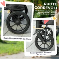 Passeggino per Cani Taglia Grande Pieghevole con Finestre a Rete, Cuscino e Guinzagli, 124x67x100 cm, Nero