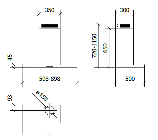 CAPPA LEA PARETE cm 60 - Drydrop â€“ Inox - 800 m3/h
