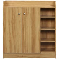 Armadio Scarpiera Salvaspazio e Moderno in Legno per 12 Paia con 4 Ripiani Aperti, 83x30x90 cm, Marrone Chiaro