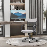 Poltrona da Ufficio in Tessuto Grigio, Sedia Girevole ed Ergonomica per Scrivania, 60 x 66 x 91-101cm