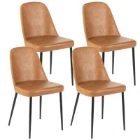 E-STYLO Sedia da pranzo in soft touch caramello e gambe in metallo nero, 52cm X 45cm H. 85cm.