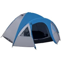 Tenda da Campeggio 2 Posti con Tasche e Gancio, in Poliestere e Fibra di Vetro, 3x2.50x1.30 m, Blu