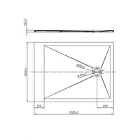 Piatto doccia mineral marmo resina antiscivolo h3,5 cm con piletta *** finitura- bianco opaco, misure l120 x p90 x h3...