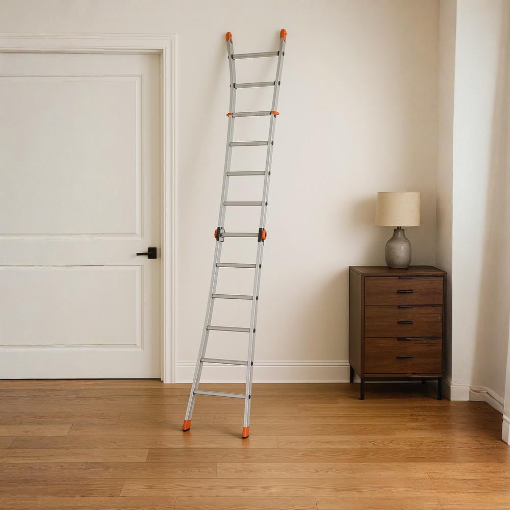 Scala telescopica professionale 5+5 alluminio rinforzato uso multifunzione en131-4