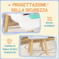 Set Tavolo e 2 Sedie per Bambini con Schienale a Corona, Età 3-6 Anni, Bianco