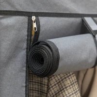 Guardaroba in Tessuto non Tessuto e Acciaio con 8 Ripiani e 2 Barre, 125x43x162.5 cm, Grigio Carbone