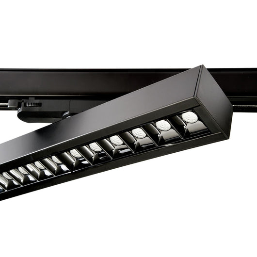 Faretto SPOT track binario trifase LED regolabile da 23W a 32W fascio stretto luce orientabile negozio vetrina 230V NERO 3000K