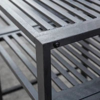 Panchina da Giardino Moderna 2 Posti con Tavolino e Foro per Ombrellone Arredamento da Esterno 165x56x85.5cm Nero