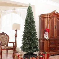 Albero di Natale Innevato Alto 225 cm con 980 Rami, Pigne e Base in Acciaio