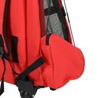 Trasportino Zaino 2 in 1 per Cani e Gatti con Tasche Laterali, Maniglia Telescopica e Ruote, 42x25x55cm, Rosso