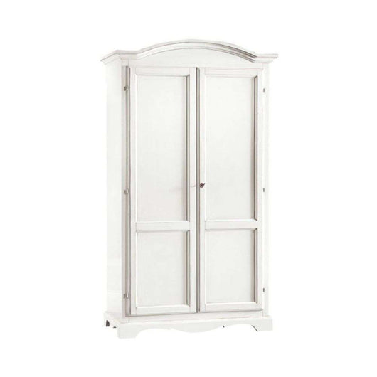 Armadio appendiabiti con 2 ante e con bastone arte povera in legno massello e mdf con rifinitura in bianco 107x55x197 H