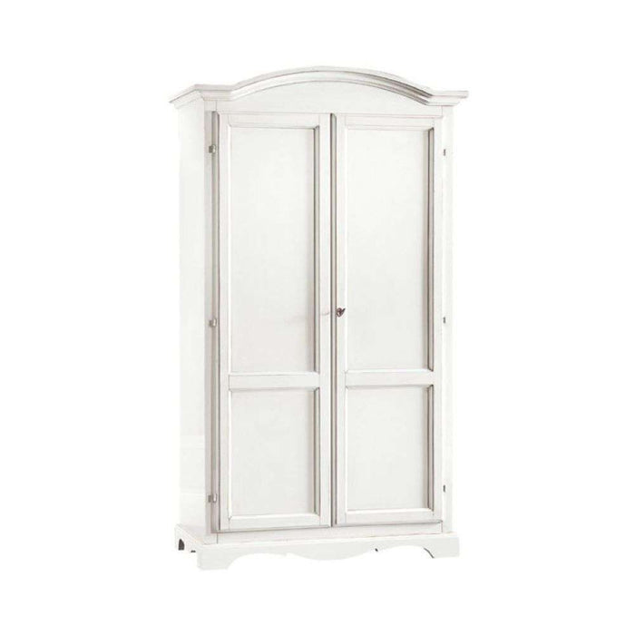 Armadio appendiabiti con 2 ante e con bastone arte povera in legno massello e mdf con rifinitura in bianco 107x55x197 H