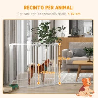 Cancellino per Cani Taglia Media Pieghevole e Modulabile in Metallo e Plastica, 123x102x90 cm, Bianco