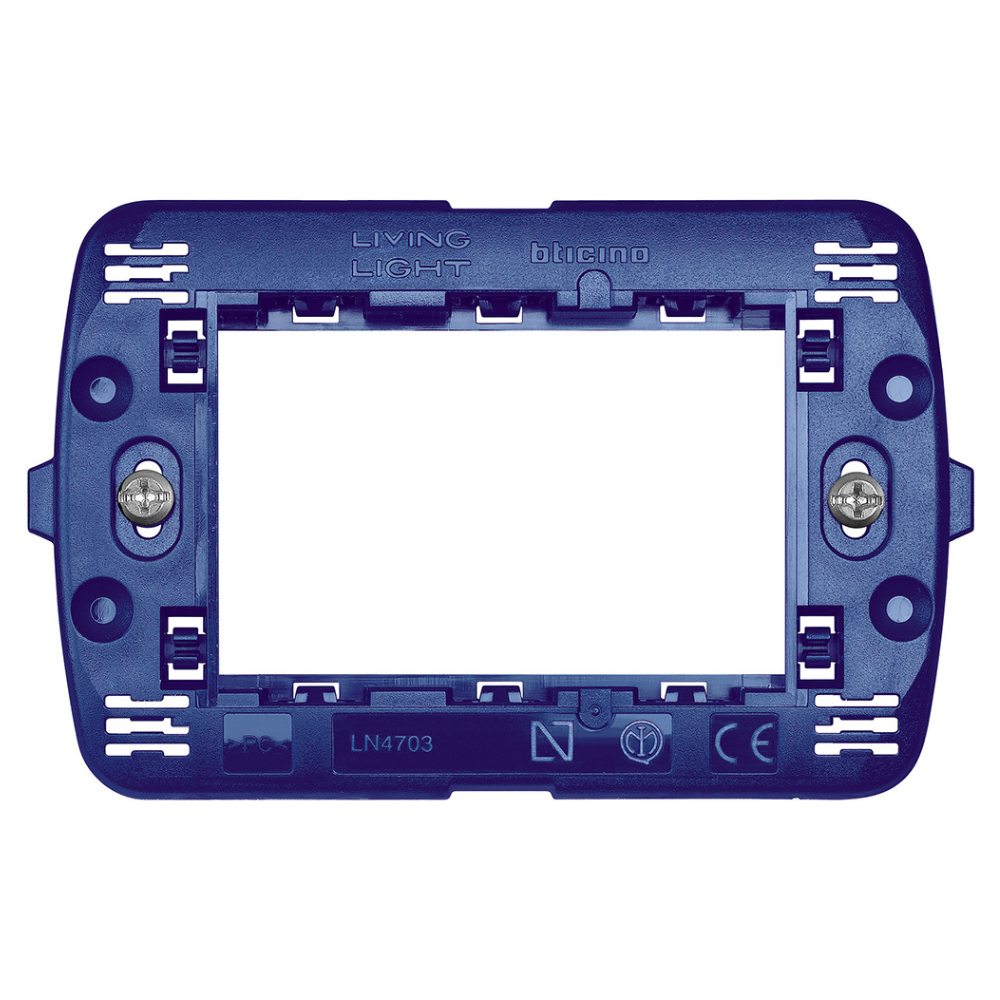 Bticino livinglight supporto plastica blu scatola 3 moduli ln4703