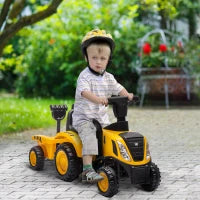 Camion Giocattolo per Bambini 12-36 Mesi con Pala e Rimorchio, in PP e Metallo, 91x29x44 cm, Giallo