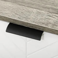 Buffet basso mobile da archiviazione 2 armadi 4 porte motivo spina di pesce ripiani regolabili 120 x 35 x 77,4 cm bianco e grigio