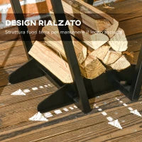 Scaffale Portalegna con Ganci da Esterno e Interno in Acciaio, 45x32x58cm, Nero