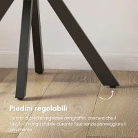 Tavolo da Pranzo Moderno Rotondo per 4 Persone in Acciaio e MDF, Ø100x75cm, Nero
