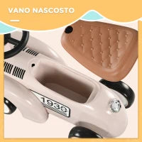 Macchina per Bambini 12-36 mesi con Clacson e Vano Portaoggetti a Scomparsa, in PP e Metallo, 58x27x35 cm