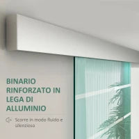 Porta Scorrevole Interna in Vetro Smerigliato e Satinato con Binario B1 e Maniglia per Bagno Cucina Studio Vetro 205x 90x 0,8cm
